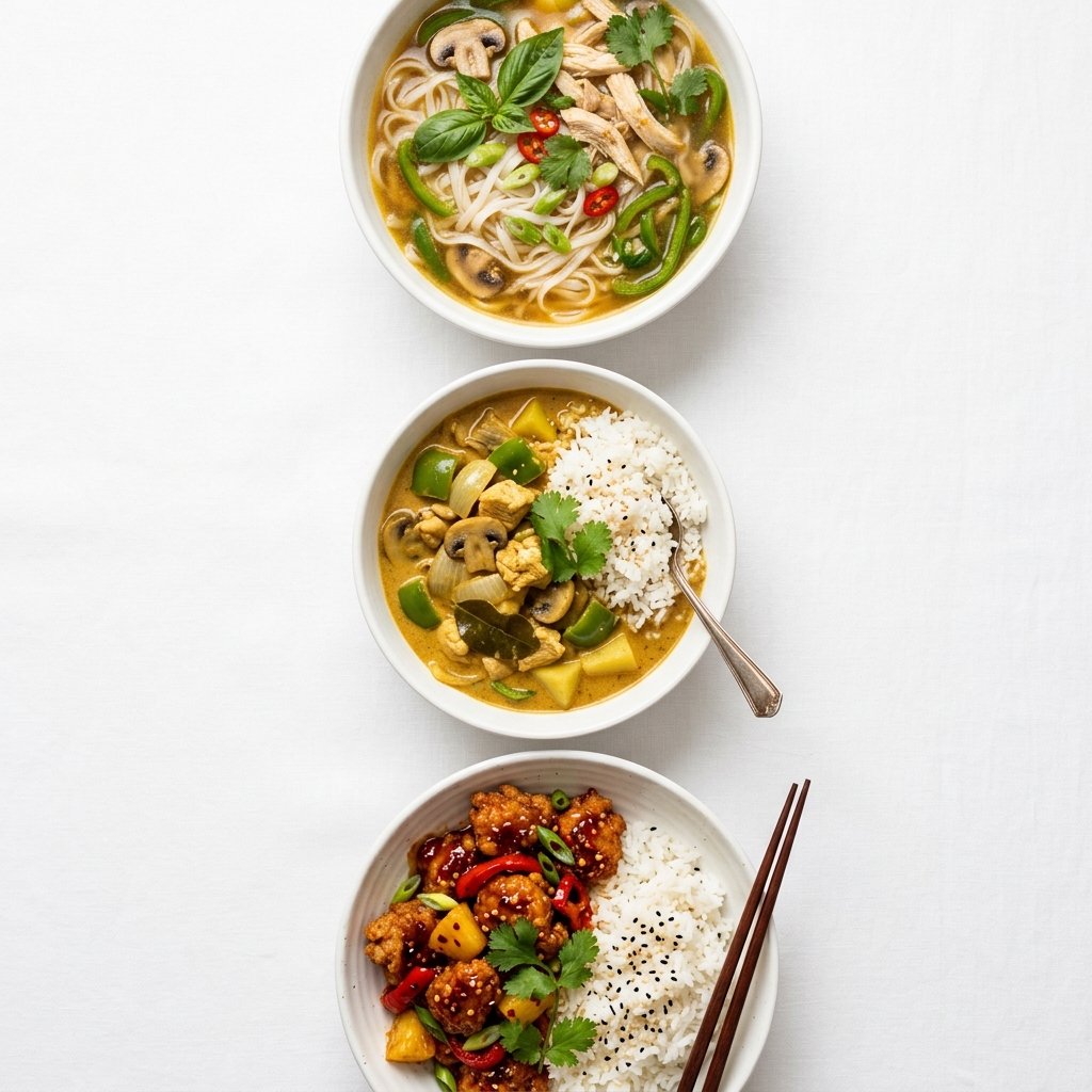 Chicken Noodle Soup, Curry, and General Tso's Chicken